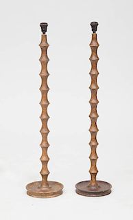 PAIR OF FAUX BAMBOO WOODEN FLOOR LAMPS