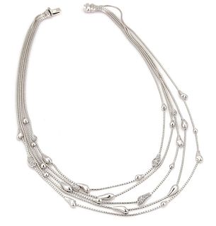 H.Stern Diamond 18k 5 Row Box Link Drape Necklace