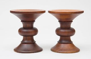PAIR OF TIME-LIFE TURNED-WOOD STOOLS, CHARLES & RAY EAMES