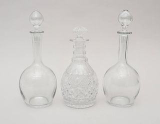 GROUP OF SIX GLASS DECANTERS