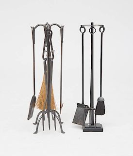 TWO SETS OF FIREPLACE TOOLS