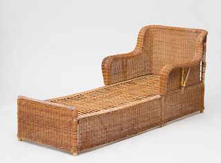 WICKER AND RATTAN CHAISE LOUNGE