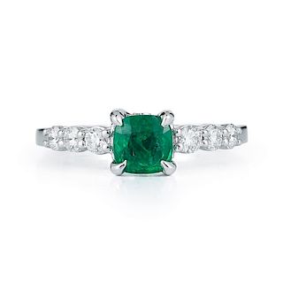 18k Gold Emerald and Diamond Ring
