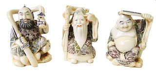 (3) Three Chinese Carved Netsuke Figures.