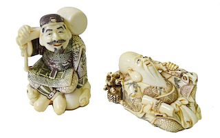 (2) Two Chinese Carved Netsuke Figures.