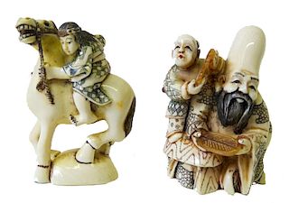 (2) Two Chinese Carved Netsuke Groups.