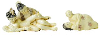 (2)Two Chinese Carved Netsuke Erotica Figure