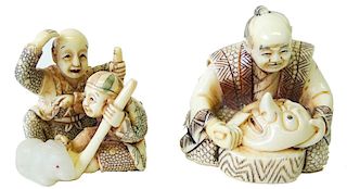 (2) Two Chinese Carved Netsuke Groups