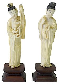 Pair of Chinese carved Women