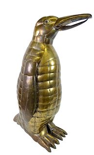 Sergio Bustamante Brass Penguin Sculpture