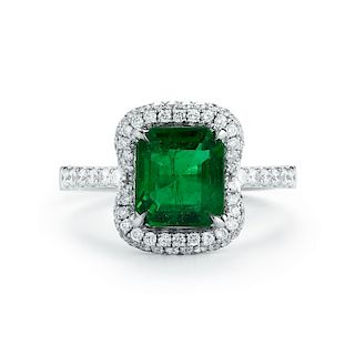 18K Gold Diamond and Emerald Ring