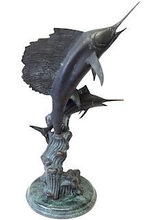 Contemporary Wyland Style Marlin Sculpture