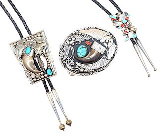 (3) Sterling Silver Turquoise Navajo