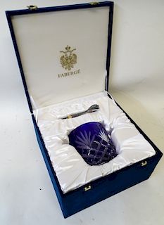 Faberge Crystal Ice Bucket With Tong In Box
