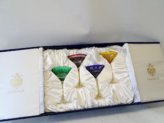 Faberge Crystal Martini Glasses In Box