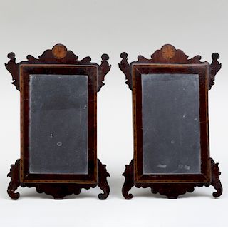 Rare Pair of Chippendale Inlaid Mahogany Diminutive Dressing Mirrors