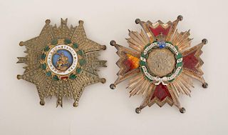 GILT-METAL ORDER OF ISABELLA THE CATHOLIC AND ANOTHER GILT-METAL SPANISH METAL