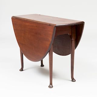 Queen Anne Mahogany and Maple Drop-Leaf Table