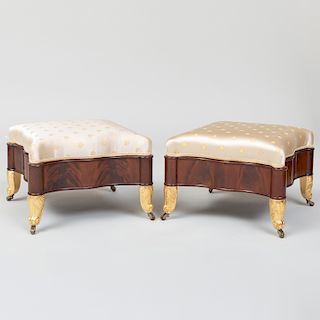 Pair of Classical Mahogany and Parcel-Gilt Stools