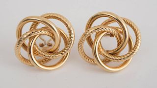 PAIR OF 14K YELLOW GOLD ROPE EARCLIPS
