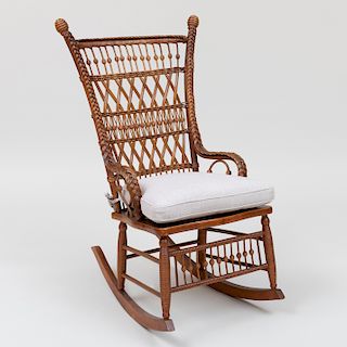 Victorian Wicker and Caned Rocker, Heywood Bros. & Co.