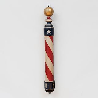 American Polychrome Painted Barber Pole