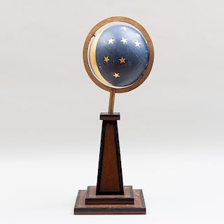 Polychrome Painted Wood and Metal Fraternal Order Globe on Stand