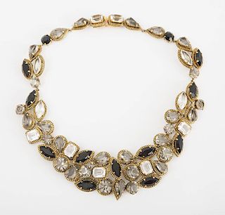 CHRISTIAN DIOR SILVER-GILT AND GLASS NECKLACE
