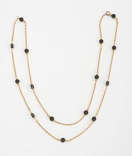 18K YELLOW GOLD AND ONYX CHAIN