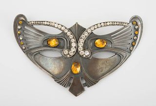METAL AND GLASS CAT MASK PIN