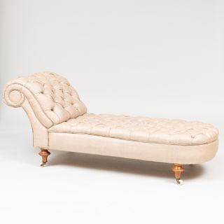 Early Victorian Mahogany and Tufted Upholstered Recamier