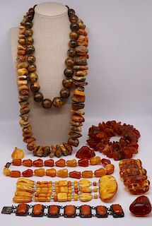 JEWELRY. Assorted Amber and Resin Jewelry.
