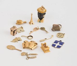 GROUP OF 17 GOLD AND SILVER CHARMS