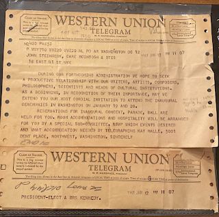 Telegram from Kennedy inviting Steinbecks