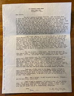 Letter from Molly Kazan after Kennedy was shot