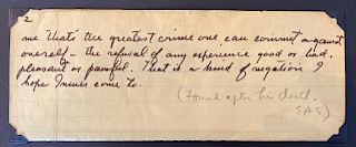Handwritten Note found after Steinbeck Death