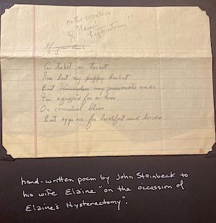 Handwritten poem by John for Elaines Hysterectomy