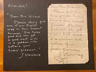 Deer Mis Wilson- Handwritten, Signed by Steinbeck