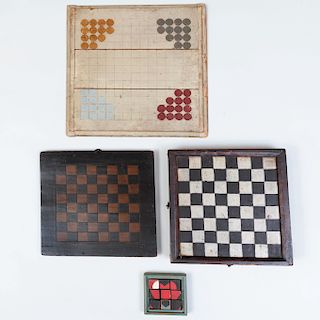 Three Painted Wood Folk Art Game Boards