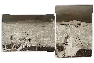 Retratos del Dr. Atl. Negativos Fotográficos. 8.7 x 6.2 cm. Pintando un Pueblo.  Pintando paisaje, acompañado. Piezas: 2.
