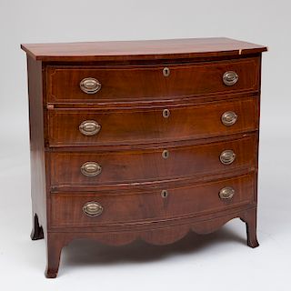 Federal Mahogany Bow Front Chest of Drawers, New England