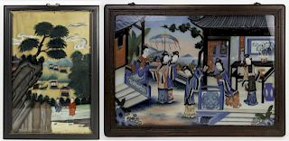 Two Reverse Glass Chinese Paintings.