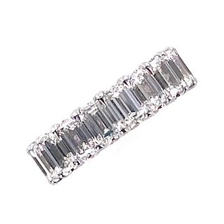 8- Carat Diamond Emerald Cut Eternity Band Ring GI