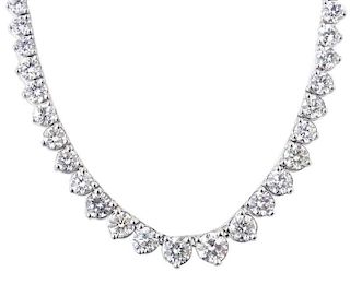14.20ct Diamond Riviera Necklace Set in 18K