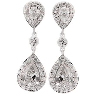 Pear Diamond Drop Platinum Earrings
