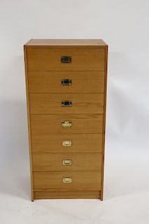 Danish Modern Campaign Style 7 Drawer Chest