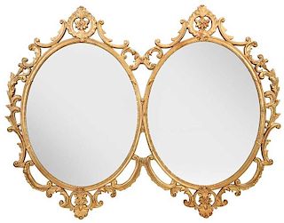 Large Overmantel Double Oval Mirror