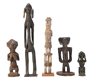 Group of Five African Carved Figures