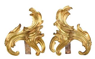 Pair Louis XV Gilt Bronze Chenets