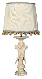 Italian Carved Alabaster Figural Lamp